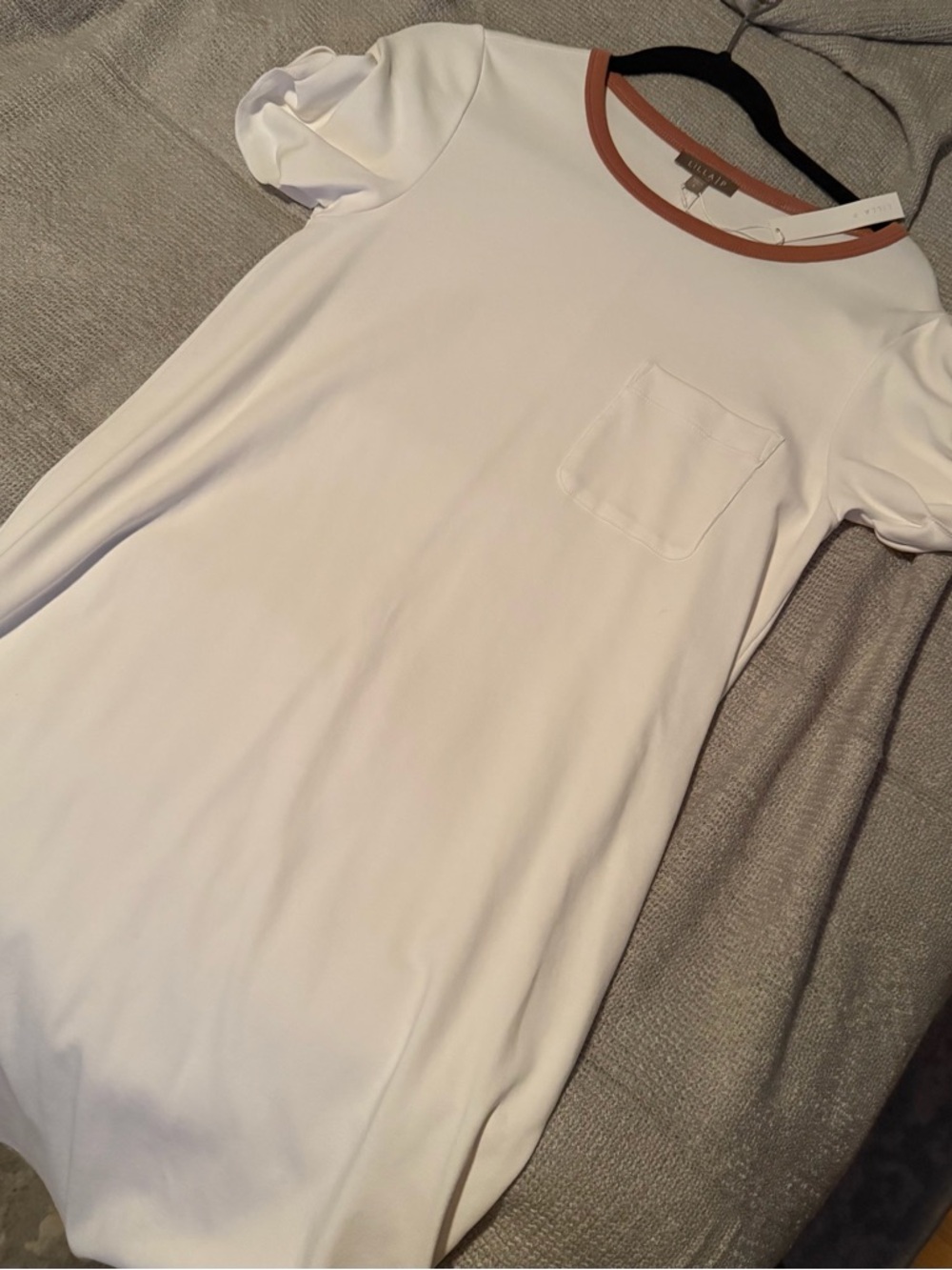 NWT White T-Shirt Dress with Contrast Rust Neckline